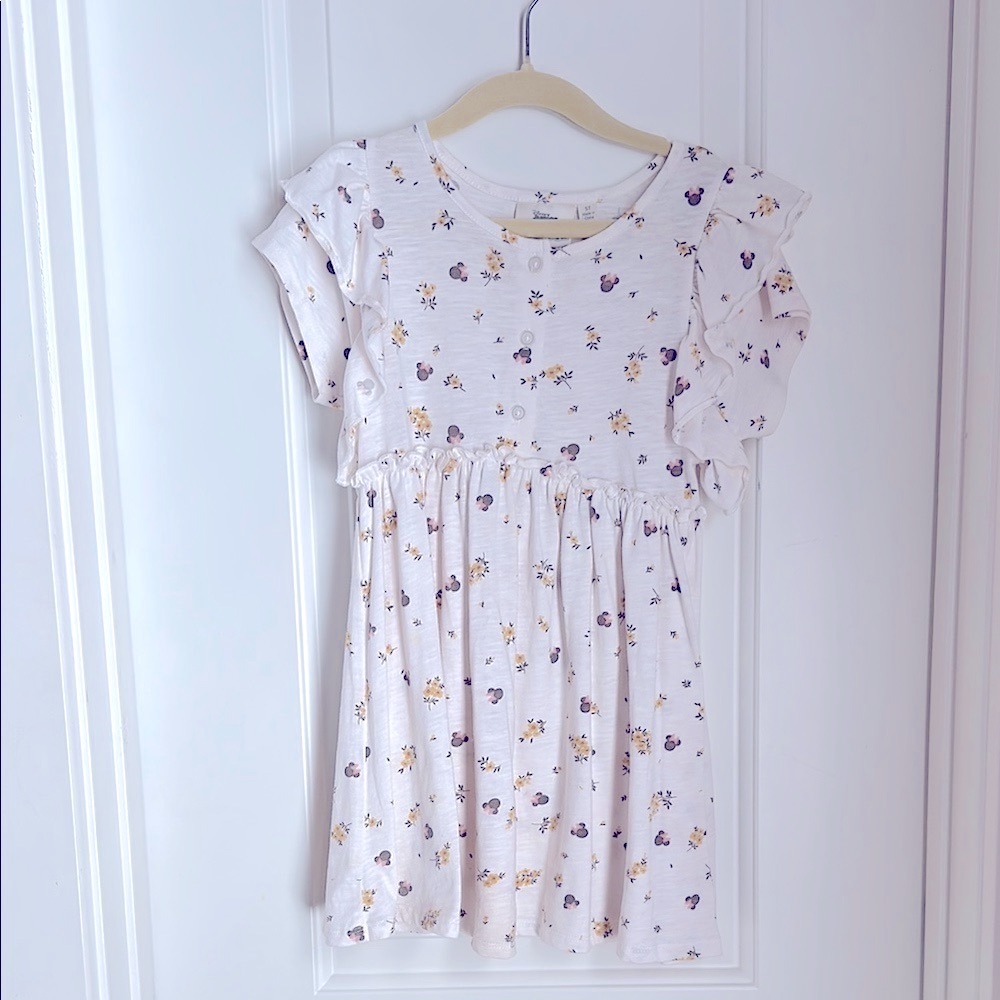 Girl's Disney Floral and Minnie Ruffle Dress